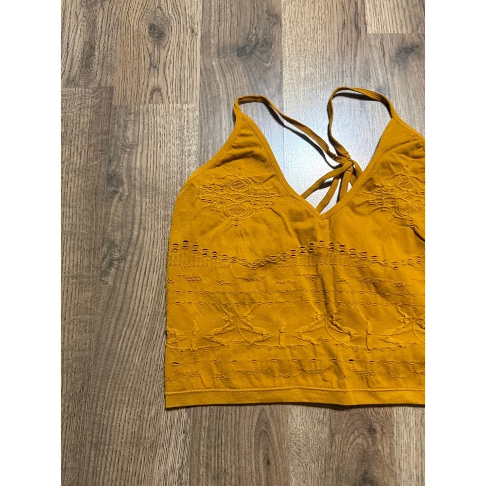 Free People Bralette Womens One Size Mustard Yellow Adult Crochet Strappy